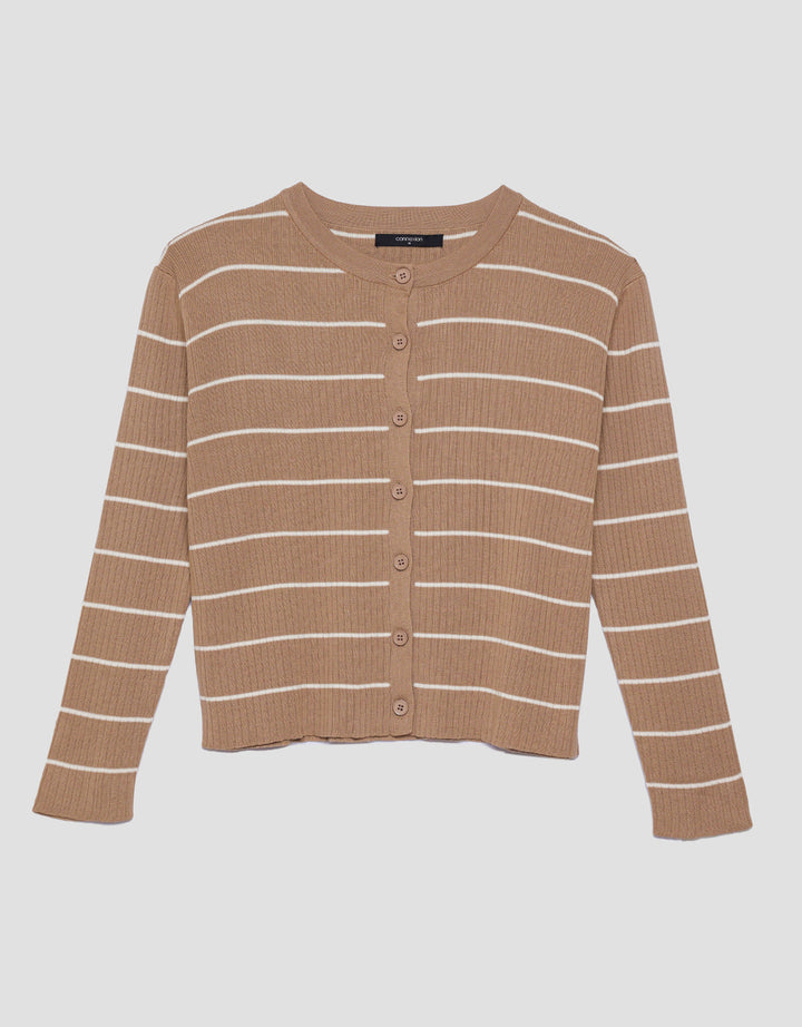 Connexion Stripe Tunlik Cardigan Wanita