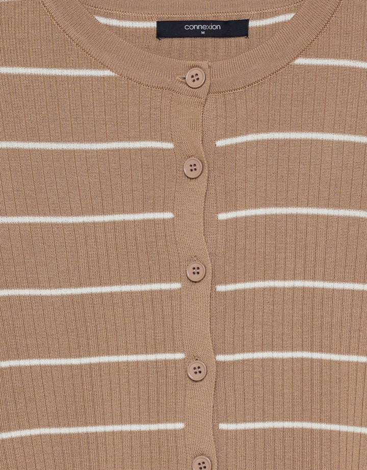 Connexion Stripe Tunlik Cardigan Wanita