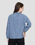 Connexion Kerah Hai Checkered Print Kemeja Wanita
