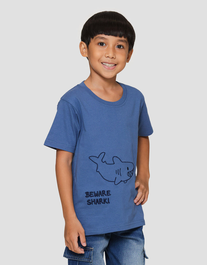 Little M Beware Shark Kaos Anak Laki-laki