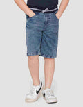 Little M Denim Crop Rib Dino Splash Celana Pendek Anak Laki-Laki