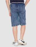 Little M Denim Crop Rib Dino Splash Celana Pendek Anak Laki-Laki