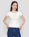 Nevada Solid Rib Cute Duck Kaos Lengan Pendek Wanita