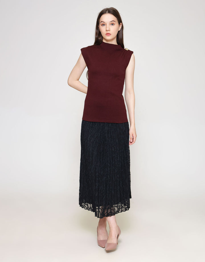 ZES Knit Top With Gold Kaos Wanita DTRTP007