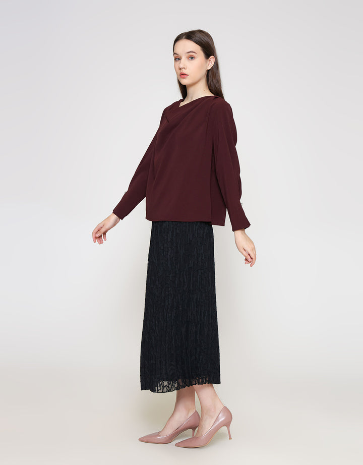 ZES Long Sleeve Blouse Drape Button On MPRWT017 MPRWT017