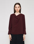ZES Long Sleeve Blouse Drape Button On MPRWT017 MPRWT017