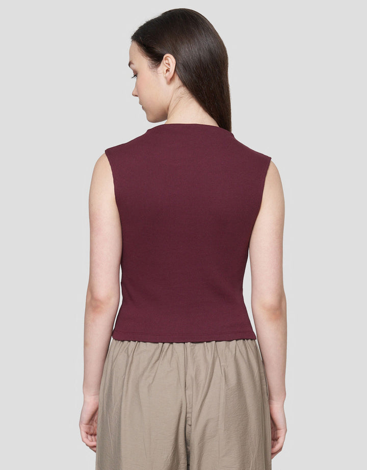 Nevada Solid Rib High Neck Kaos Tanktop Wanita