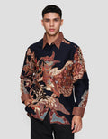 Arjuna Weda Body Fit Print Daun Kemeja Batik Pria