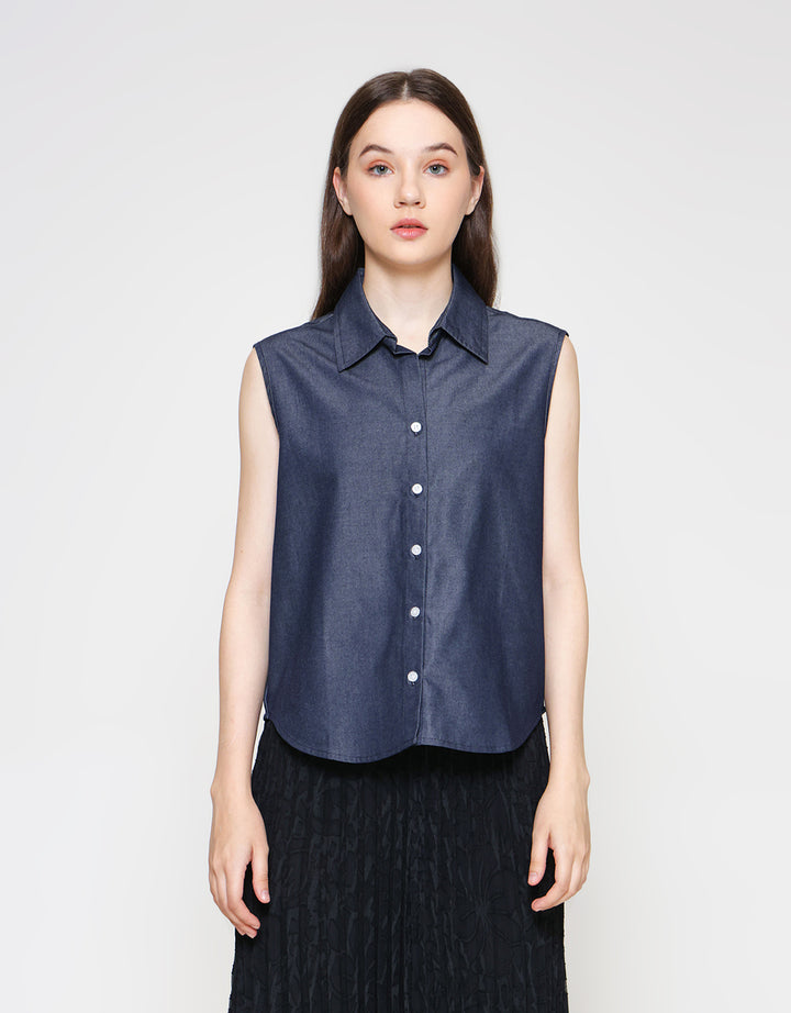 ZES Basic Sleeveless Kemeja Lengan Pendek Wanita TSBWT018