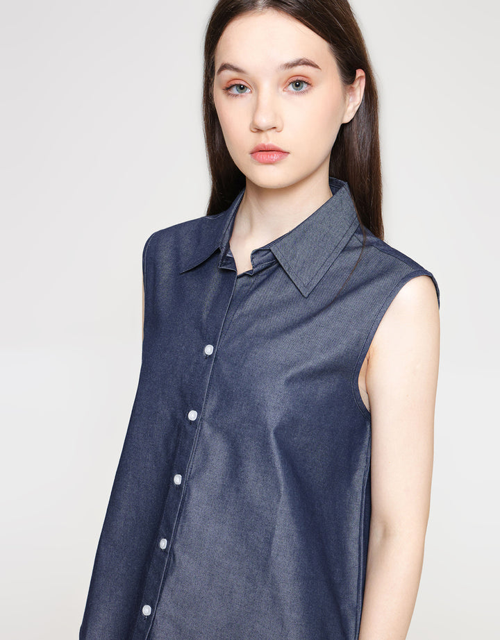 ZES Basic Sleeveless Kemeja Lengan Pendek Wanita TSBWT018