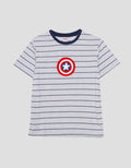Marvel Avenger Capt Amrik Stripe Chennile Kaos Anak Laki-laki