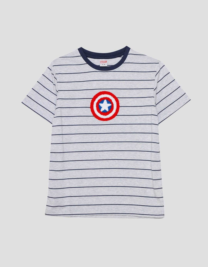 Marvel Avenger Capt Amrik Stripe Chennile Kaos Anak Laki-laki