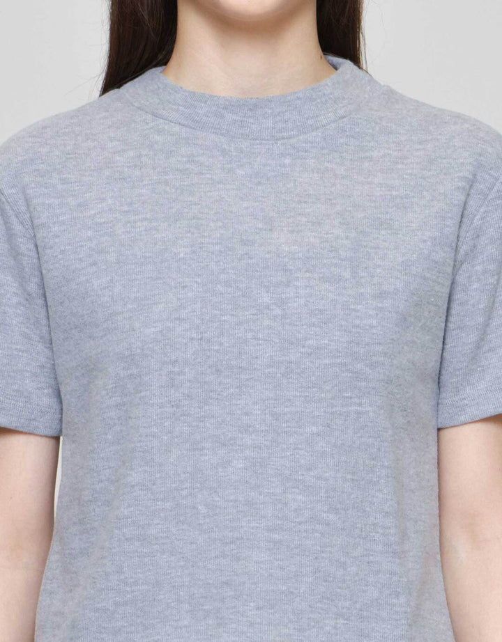 Nevada Solid Sueding Knit Kaos Crop Wanita