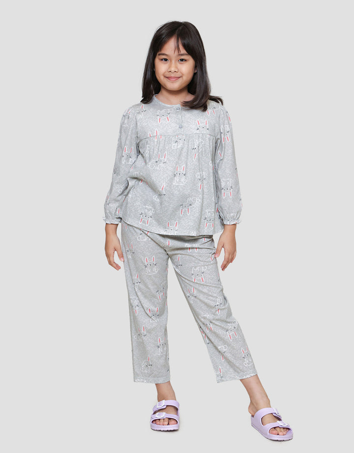 Little M Sleepwear Girls Fullprint Love Baju Piyama Anak Perempuan