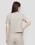 Nevada Solid Sueding Knit Kaos Crop Wanita