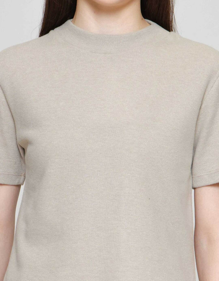 Nevada Solid Sueding Knit Kaos Crop Wanita