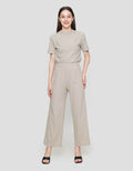 Nevada Sueding Knit Wide Leg Celana Panjang Wanita