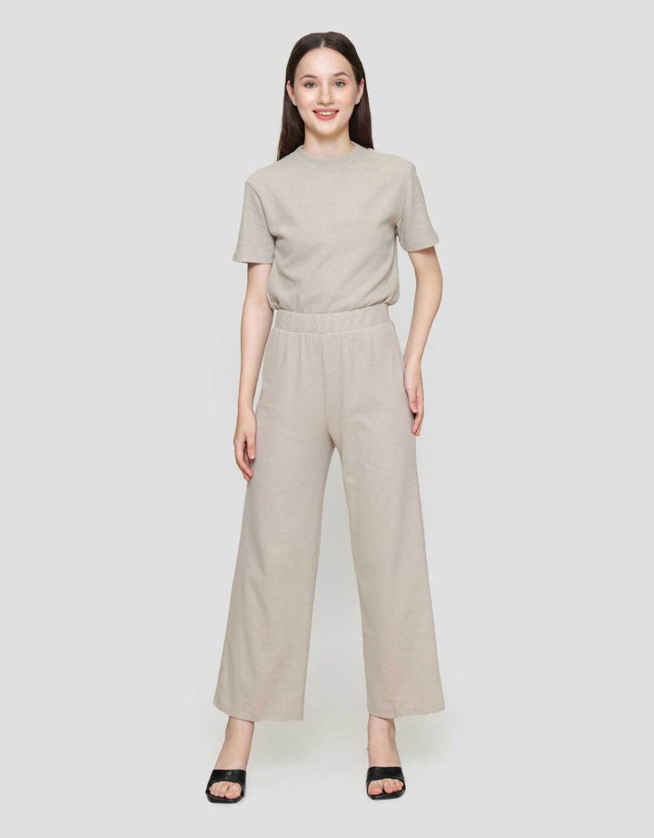 Nevada Sueding Knit Wide Leg Celana Panjang Wanita