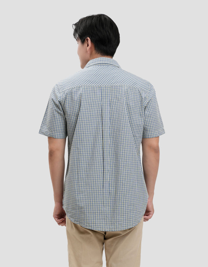 Lois Print Check Kemeja Lengan Pendek Pria