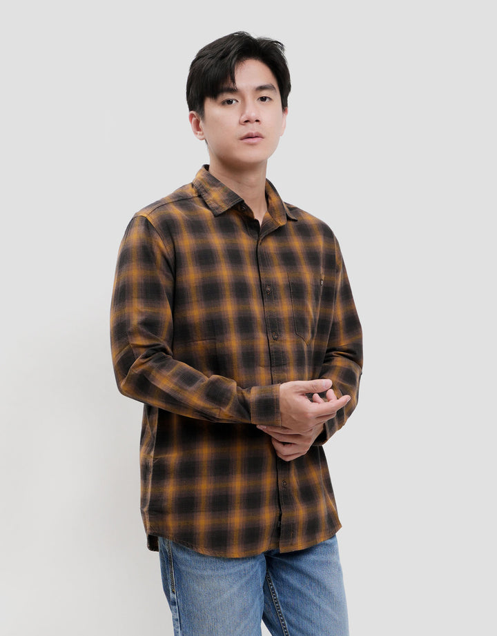 Lois Print Check Kemeja Lengan Panjang Pria