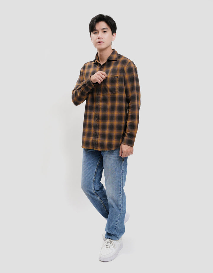Lois Print Check Kemeja Lengan Panjang Pria