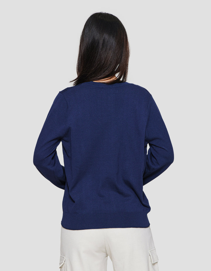 Connexion Vneck Plain Knit Women's Long Sleeve T-shirt