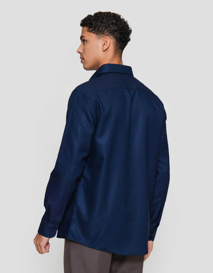 Cole Slim Fit Texture Wafle Kemeja Lengan Panjang Pria