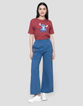 Disney Wide Leg Print Stitch Celana Panjang Wanita