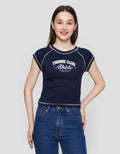 Nevada Solid Rib Overlock Tenis Club Kaos Lengan Pendek Wanita