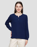 Connexion V-Neck Texture Kaos Lengan Panjang Wanita