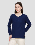 Connexion V-Neck Texture Kaos Lengan Panjang Wanita