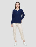 Connexion V-Neck Texture Kaos Lengan Panjang Wanita