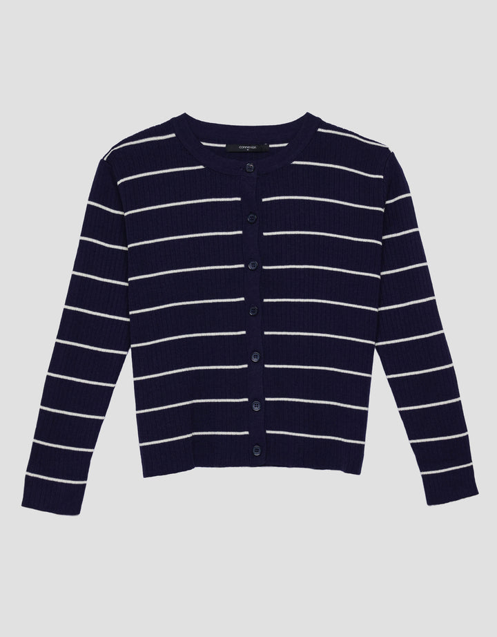 Connexion Stripe Tunlik Cardigan Wanita