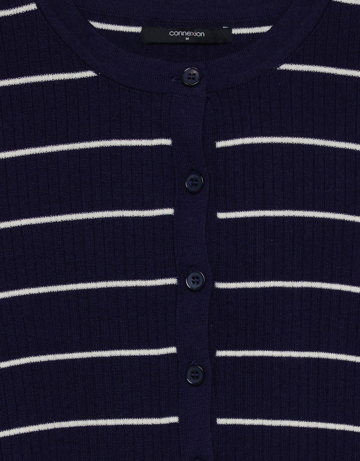 Connexion Stripe Tunlik Cardigan Wanita