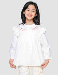 Little M Dobby Kerah Ruffle Bordir Blouse Anak Perempuan
