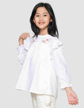 Little M Dobby Kerah Ruffle Bordir Blouse Anak Perempuan