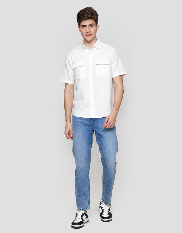 Cole Twill Double Pocket Kemeja Lengan Pendek Pria
