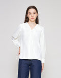 ZES Long Sleeve Shirt Stripes Wanita NIFWT011 NIFWT011
