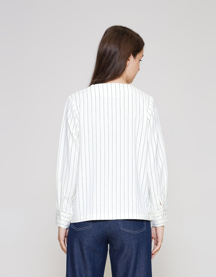 ZES Long Sleeve Shirt Stripes Wanita NIFWT011 NIFWT011