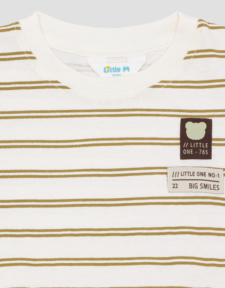 Little M Fullprint Stripe Bear Pakaian Set Anak Bayi