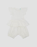 Little M Textured Cringkle Inside Stripe Plain Setelan Anak Bayi