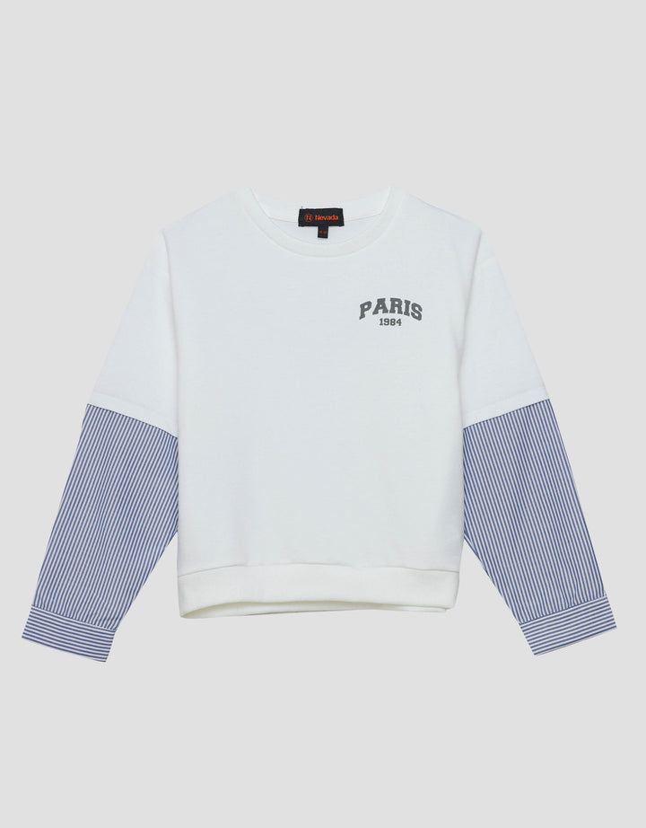 Nevada Kombinasi Woven Stripe Sweater Anak Perempuan