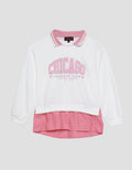 Nevada Chicago With Woven Pink Ribbon Sweater Anak Perempuan