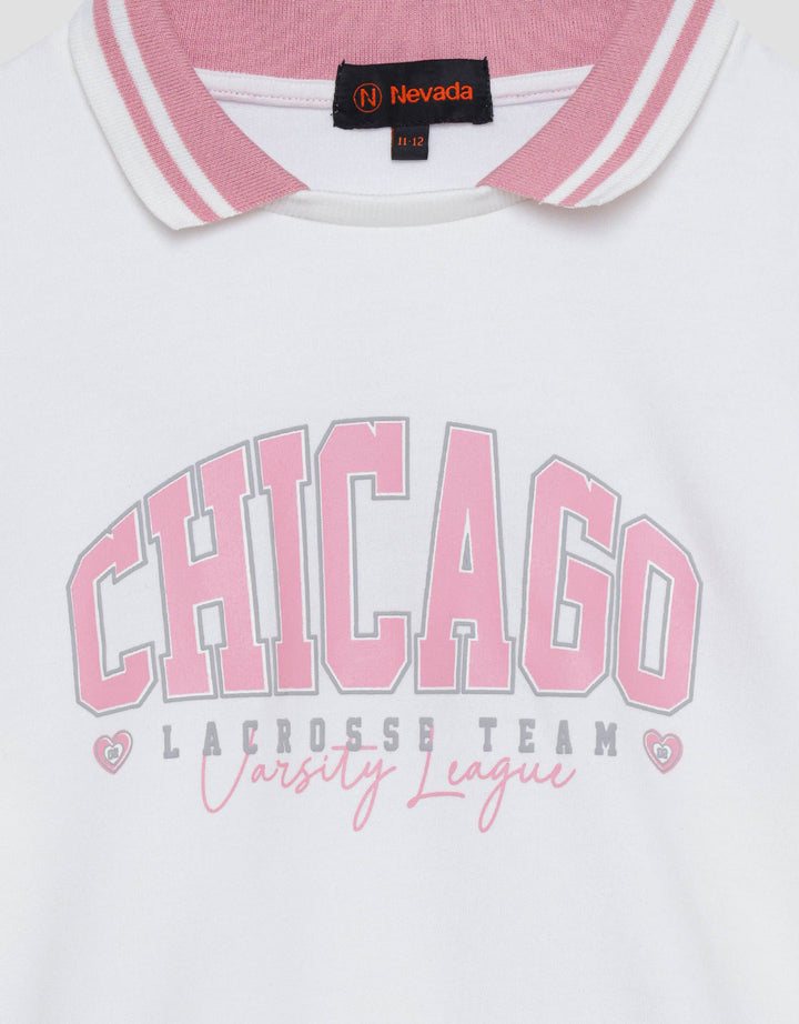 Nevada Chicago With Woven Pink Ribbon Sweater Anak Perempuan