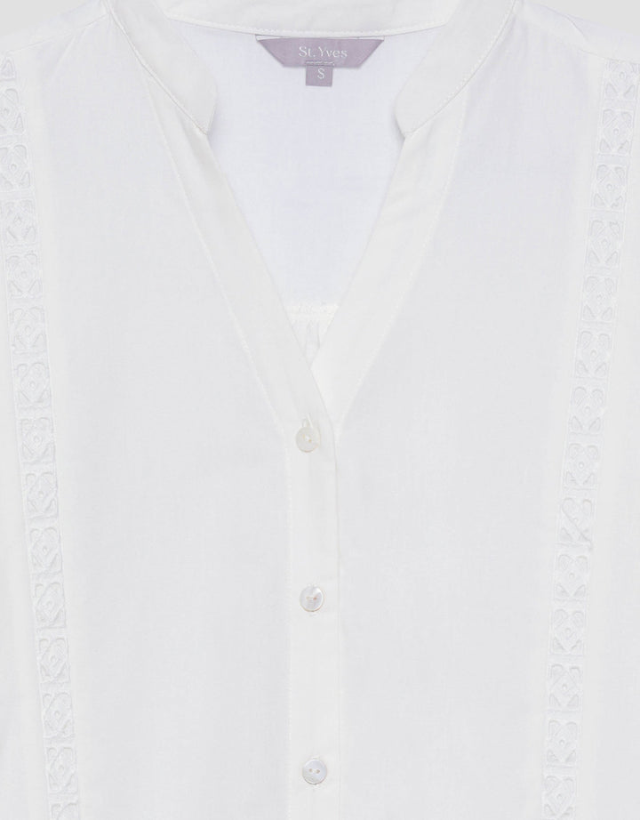 St. Yves Cotton With Lace Insert Blouse Wanita