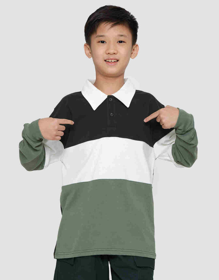 Nevada Colorblock Jersey Kaos Kerah Lengan Panjang Anak Laki-Laki