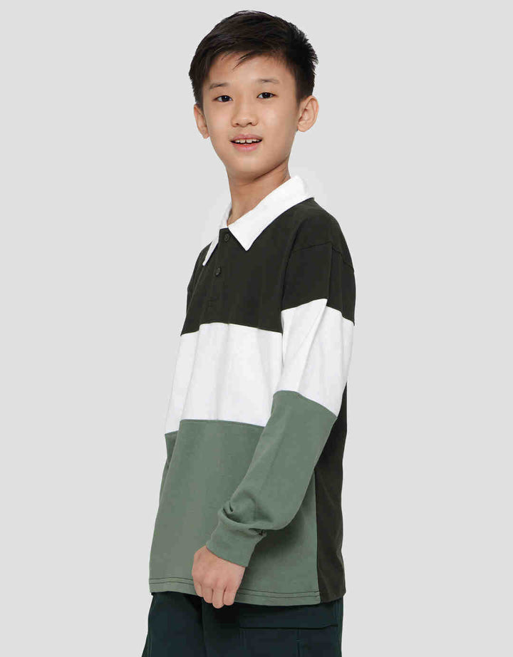 Nevada Colorblock Jersey Kaos Kerah Lengan Panjang Anak Laki-Laki