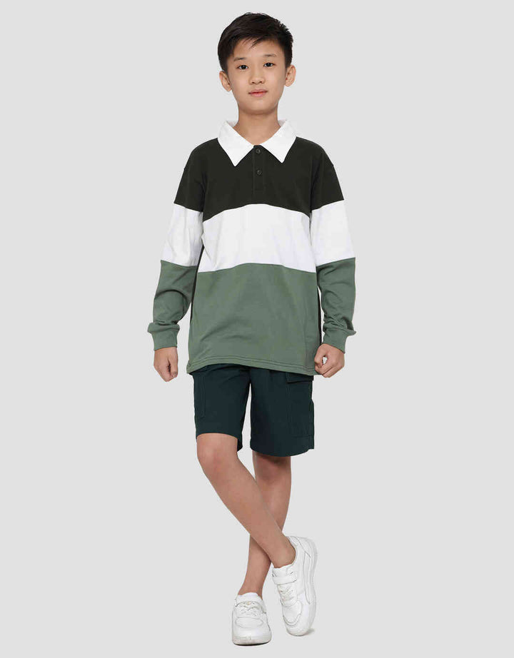 Nevada Colorblock Jersey Kaos Kerah Lengan Panjang Anak Laki-Laki