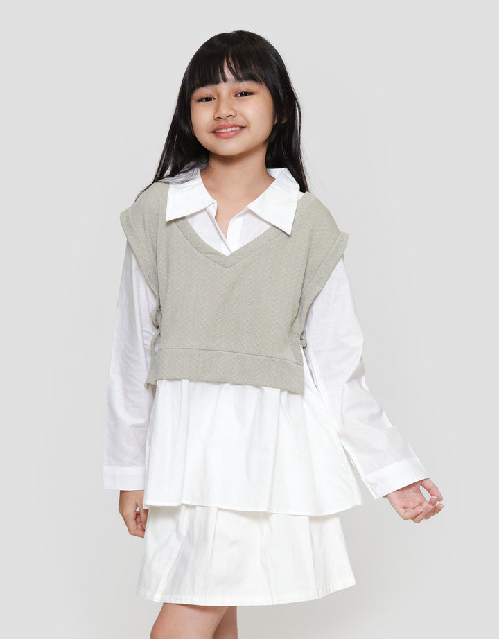 Nevada Texture Tali Kemeja Anak Perempuan