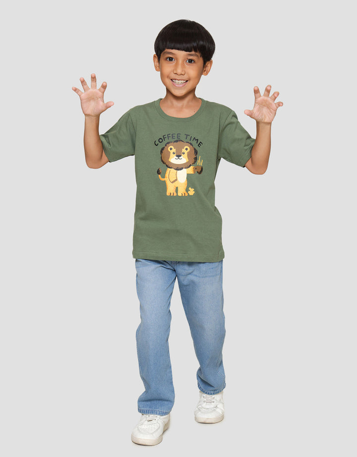 Little M Coffee Time Lion Kaos Anak Laki-laki